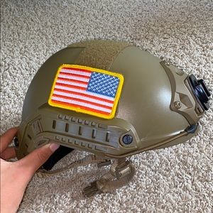COPY - Tan Airsoft Helmet w/ patches